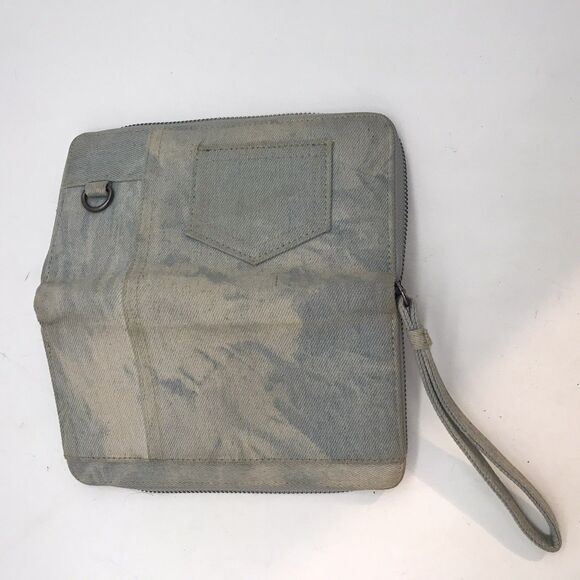 VTG. Yik Gung Blue Jean Y2K Denim Zip Around Wristlet Wallet Travel Organizer - Picture 5 of 9